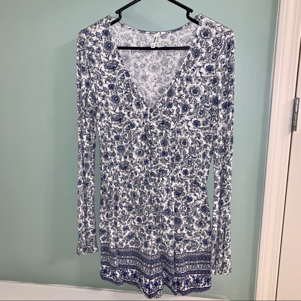 Mudd long sleeve boho floral Romper
